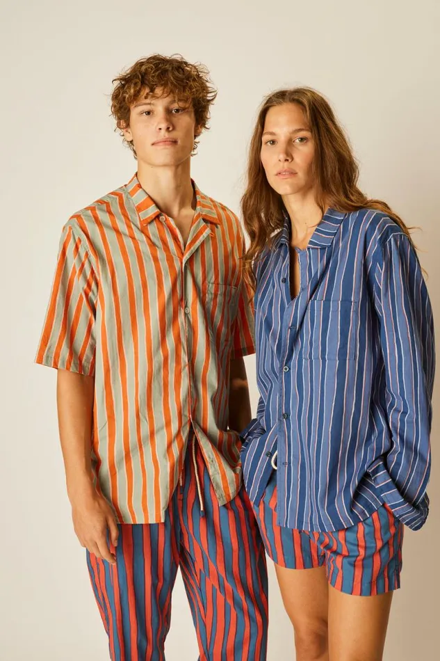 Tops Shop Natalie Martin LOUIS SHIRT Batik Stripe Navy