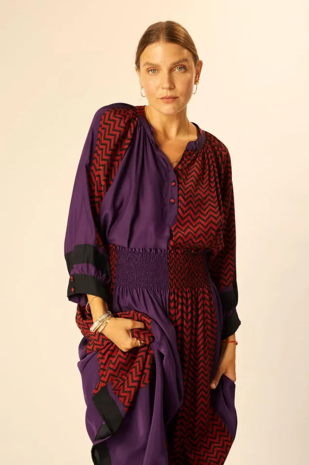 Tops Shop Natalie Martin REMY TOP Block Zigzag Aubergine