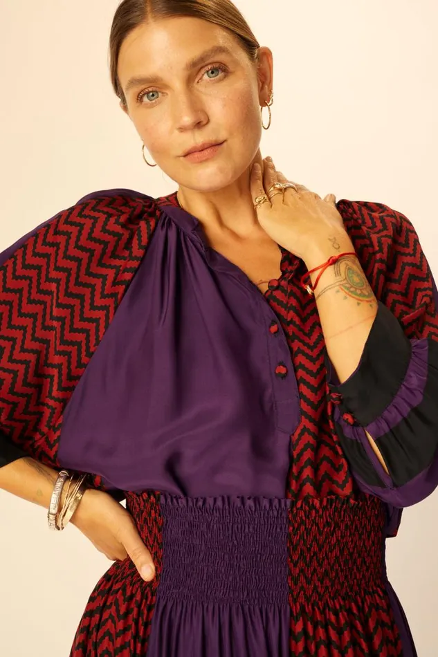 Tops Shop Natalie Martin REMY TOP Block Zigzag Aubergine