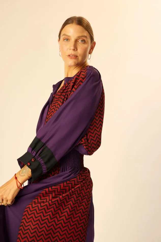Tops Shop Natalie Martin REMY TOP Block Zigzag Aubergine