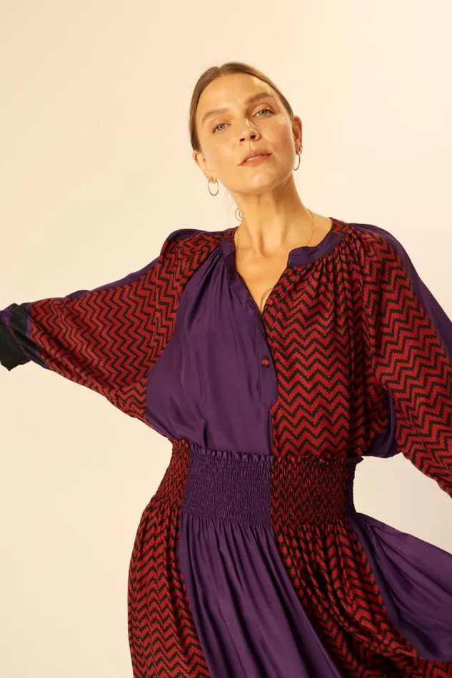 Tops Shop Natalie Martin REMY TOP Block Zigzag Aubergine
