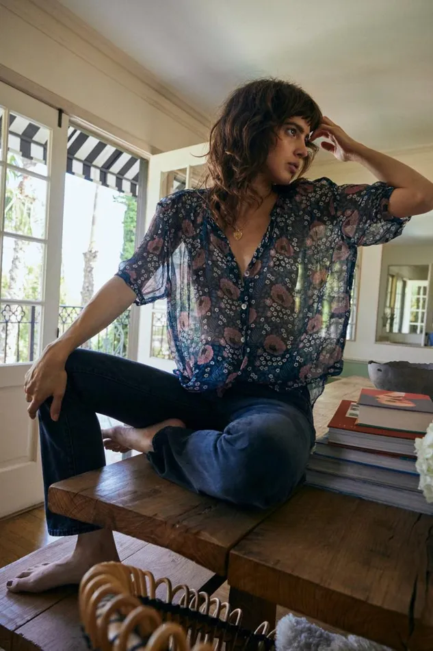 Tops Shop Natalie Martin VIOLET TOP Vintage Flowers Indigo