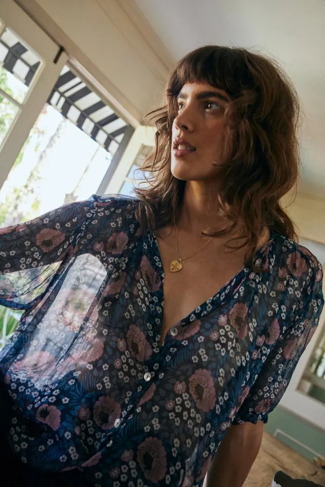 Tops Shop Natalie Martin VIOLET TOP Vintage Flowers Indigo