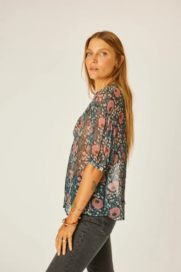 Tops Shop Natalie Martin VIOLET TOP Vintage Flowers Indigo