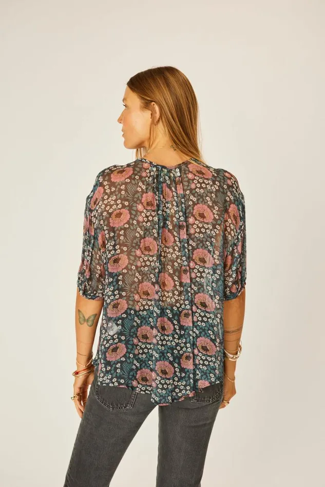 Tops Shop Natalie Martin VIOLET TOP Vintage Flowers Indigo