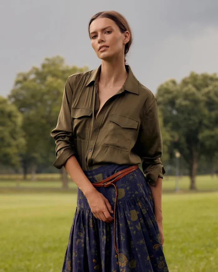 Tops Women Billy Reid The Utility Shirt Burnt Olive