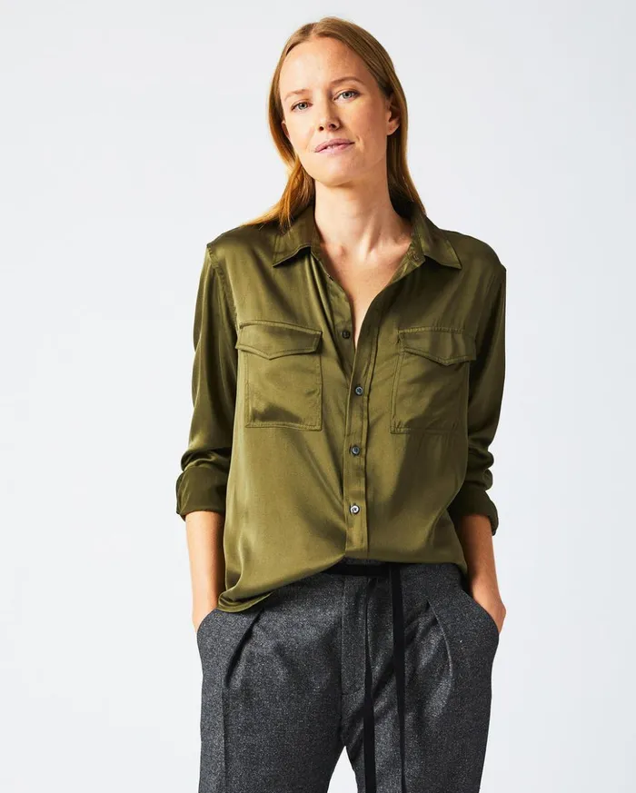 Tops Women Billy Reid The Utility Shirt Burnt Olive