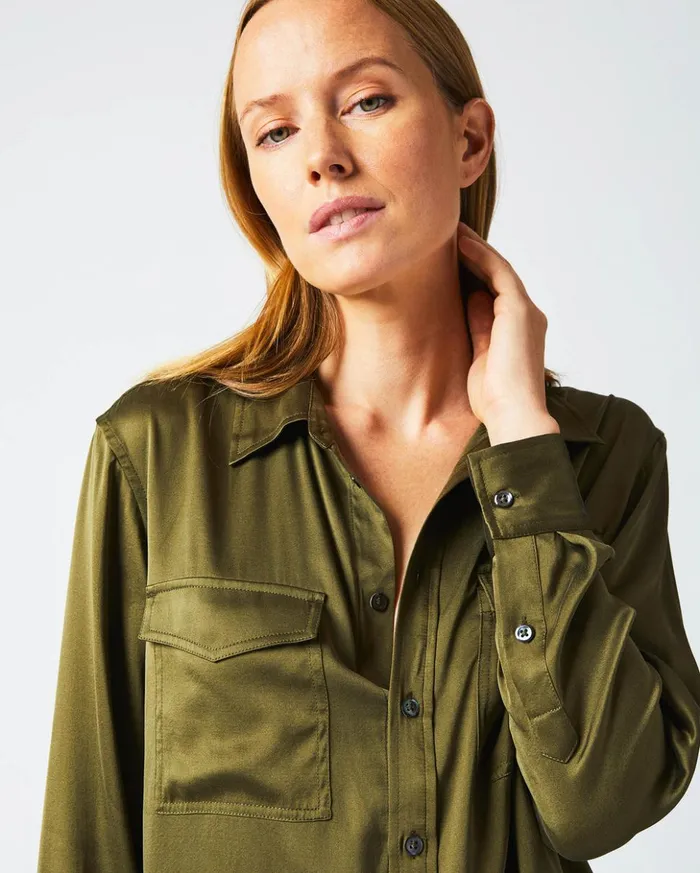 Tops Women Billy Reid The Utility Shirt Burnt Olive