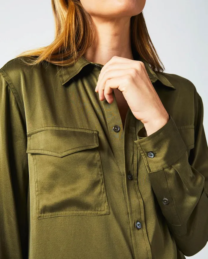 Tops Women Billy Reid The Utility Shirt Burnt Olive