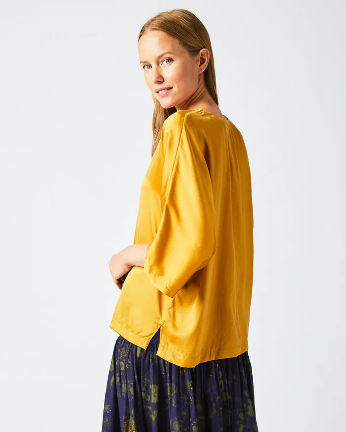 Tops Women Billy Reid V Pleat Blouse Amber Gold