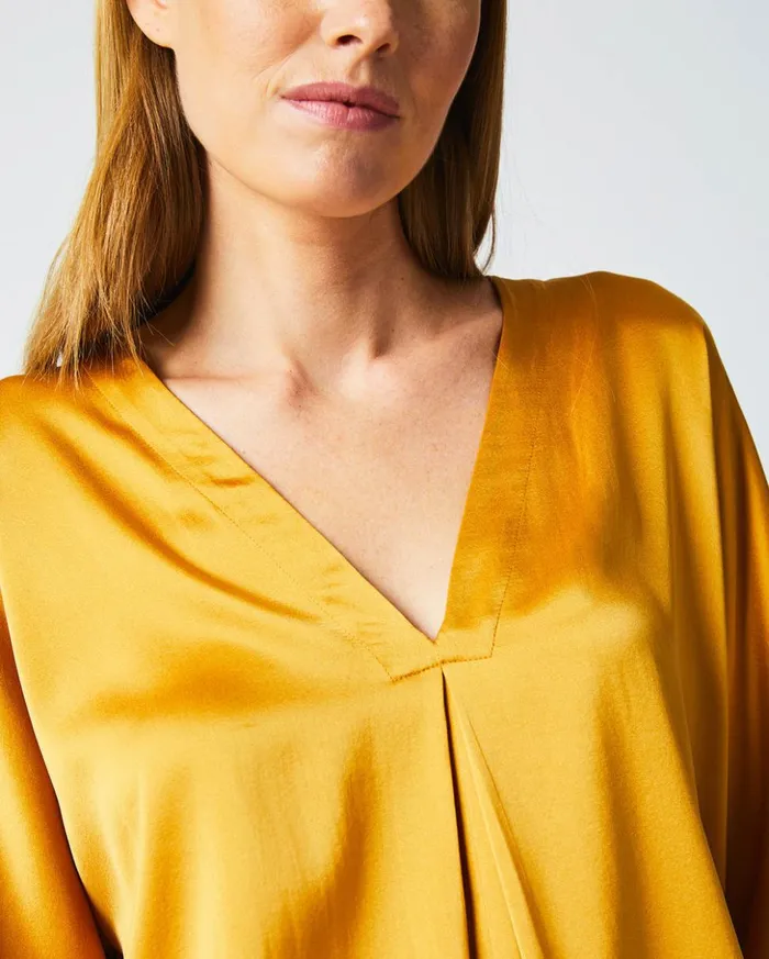 Tops Women Billy Reid V Pleat Blouse Amber Gold