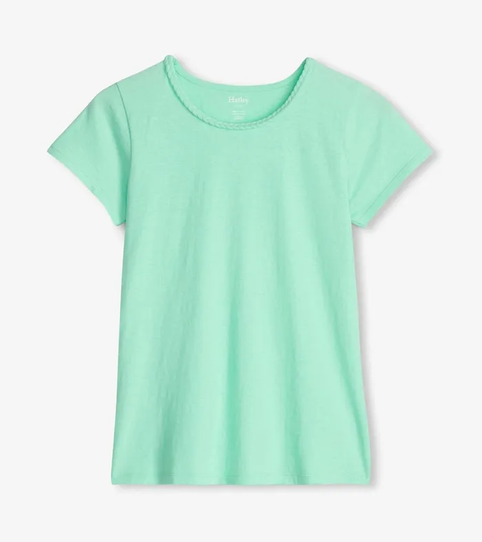 Tops Women Hatley Braided Neck Tee 8211 Ice Green