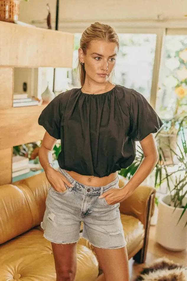 Tori Crop Top In Black Black Women Bohme Tops