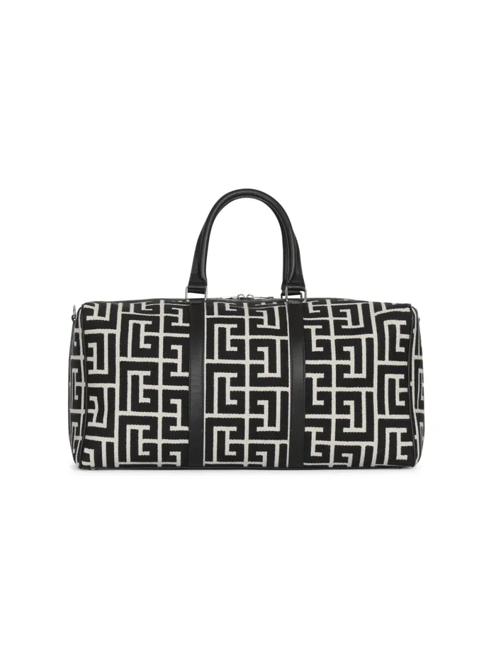 Travel Bag With Jacquard Maxi Monogram Black Men Balmain Bags And Backpacks