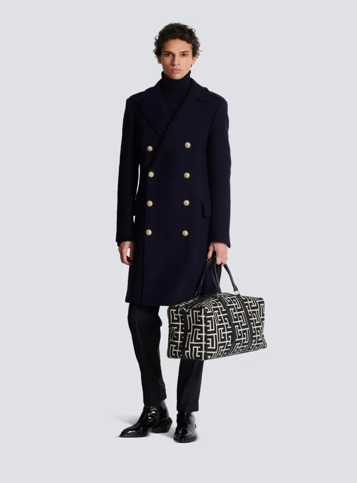Travel Bag With Jacquard Maxi Monogram Black Men Balmain Bags And Backpacks