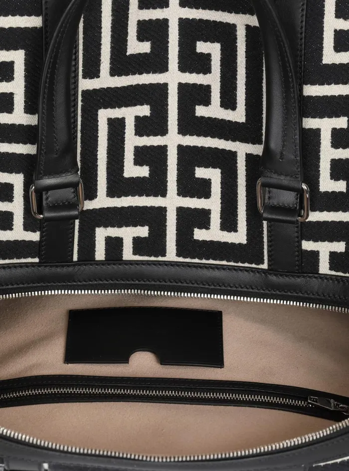 Travel Bag With Jacquard Maxi Monogram Black Men Balmain Bags And Backpacks