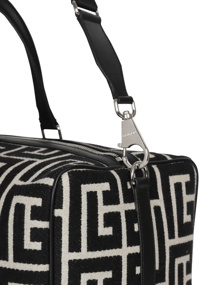 Travel Bag With Jacquard Maxi Monogram Black Men Balmain Bags And Backpacks