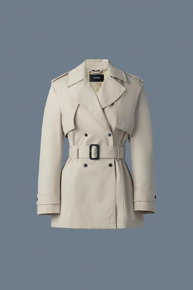 Trenches and Raincoats Women Mackage ADVA MidLength Buckled Belt Trench Black