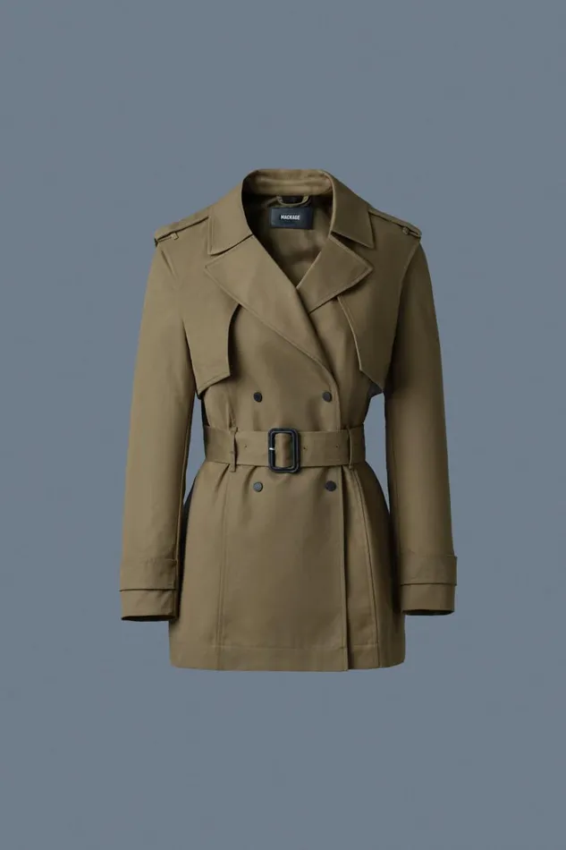Trenches and Raincoats Women Mackage ADVA MidLength Buckled Belt Trench Black