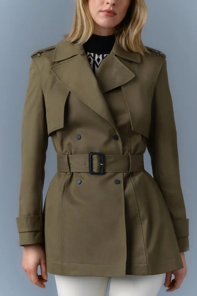 Trenches and Raincoats Women Mackage ADVA MidLength Buckled Belt Trench Black