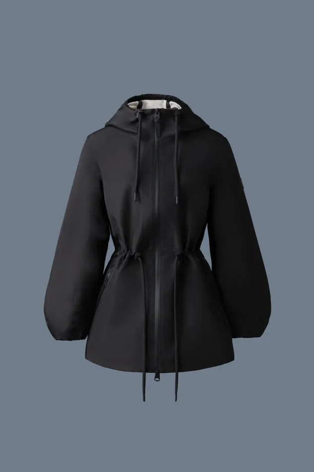Trenches and Raincoats Women Mackage KALEA Technical Rain Jacket With Drawcord Waist Light Militarynavy