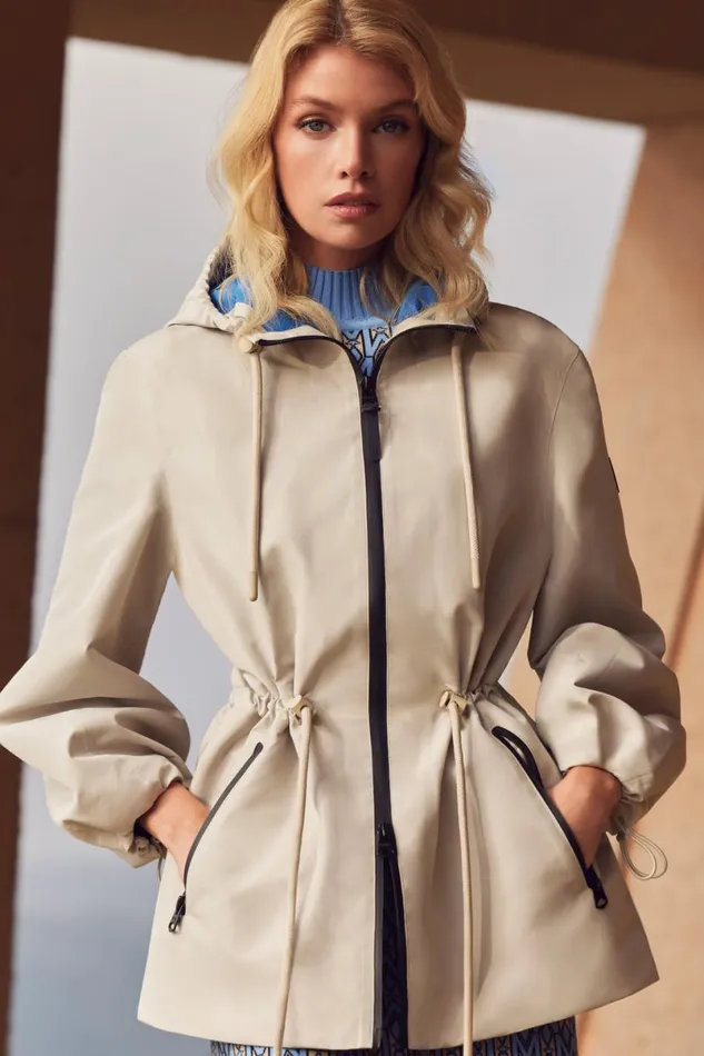 Trenches and Raincoats Women Mackage KALEA Technical Rain Jacket With Drawcord Waist Light Militarynavy