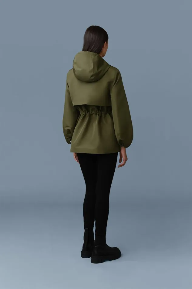 Trenches and Raincoats Women Mackage KALEA Technical Rain Jacket With Drawcord Waist Light Militarynavy