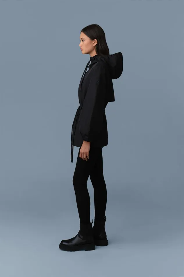 Trenches and Raincoats Women Mackage KALEA Technical Rain Jacket With Drawcord Waist Light Militarynavy