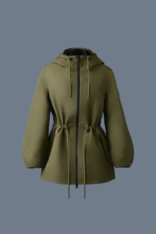 Trenches and Raincoats Women Mackage KALEA Technical Rain Jacket With Drawcord Waist Light Militarynavy