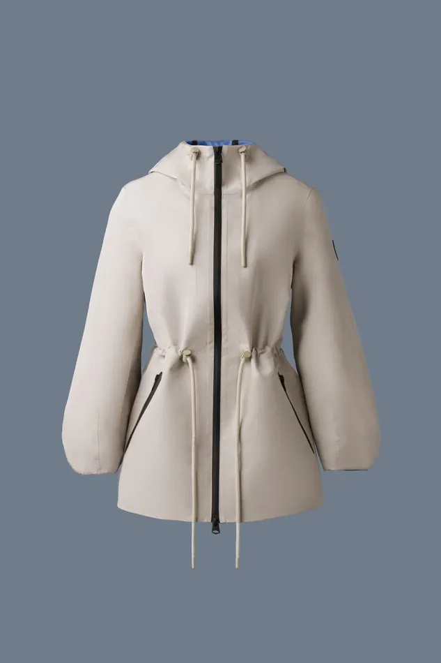 Trenches and Raincoats Women Mackage KALEA Technical Rain Jacket With Drawcord Waist Light Militarynavy