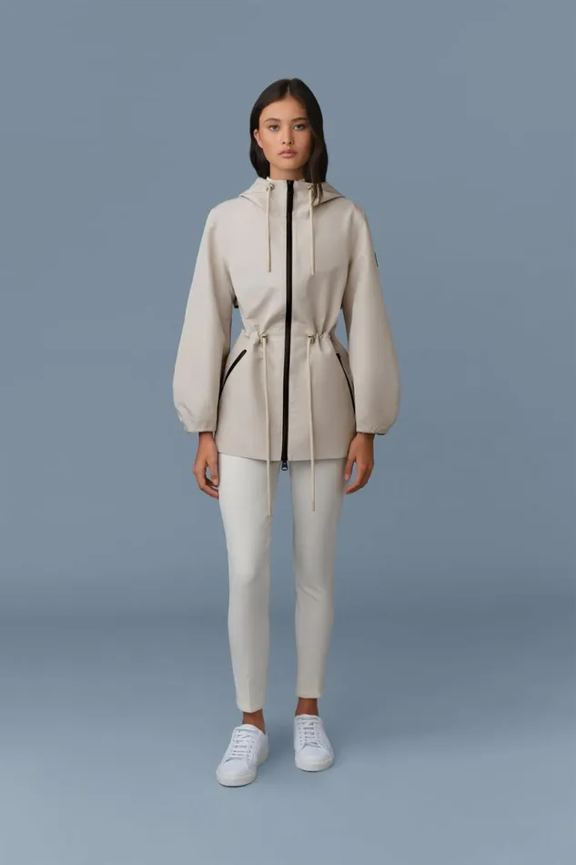 Trenches and Raincoats Women Mackage KALEA Technical Rain Jacket With Drawcord Waist Light Militarynavy
