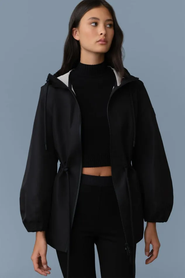 Trenches and Raincoats Women Mackage KALEA Technical Rain Jacket With Drawcord Waist Light Militarynavy