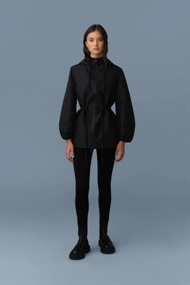 Trenches and Raincoats Women Mackage KALEA Technical Rain Jacket With Drawcord Waist Light Militarynavy