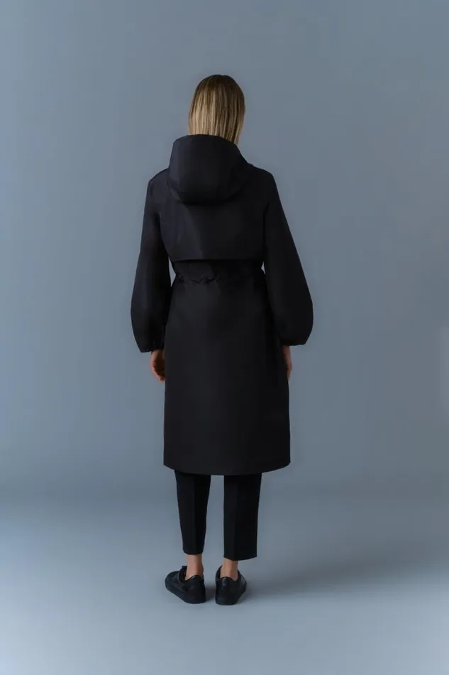 Trenches and Raincoats Women Mackage MEKELLE Long Recycled Technical Rain Coat Blacktrench
