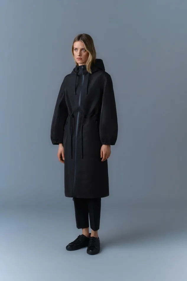 Trenches and Raincoats Women Mackage MEKELLE Long Recycled Technical Rain Coat Blacktrench