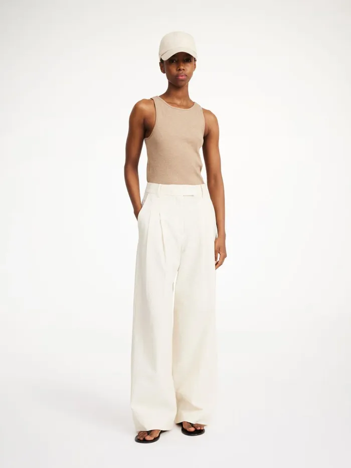 Trousers Women By Malene Birger Cymbaria Highwaist Trousers Soft White
