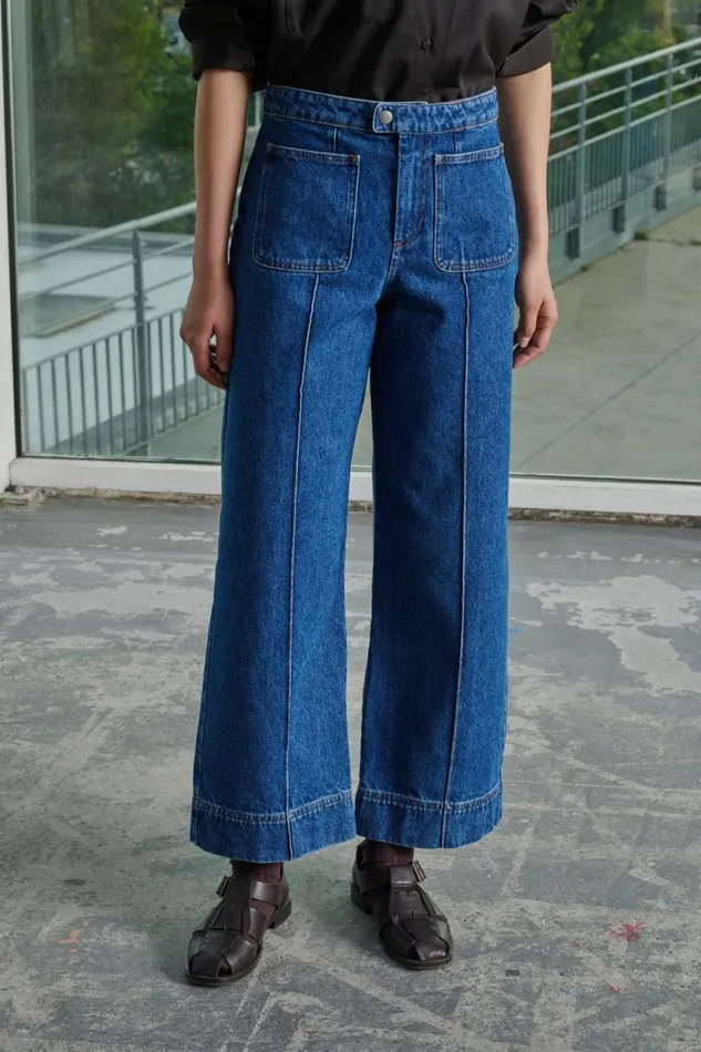 Trousers Women Soeur HARRY JEANS Washed Blue Denim