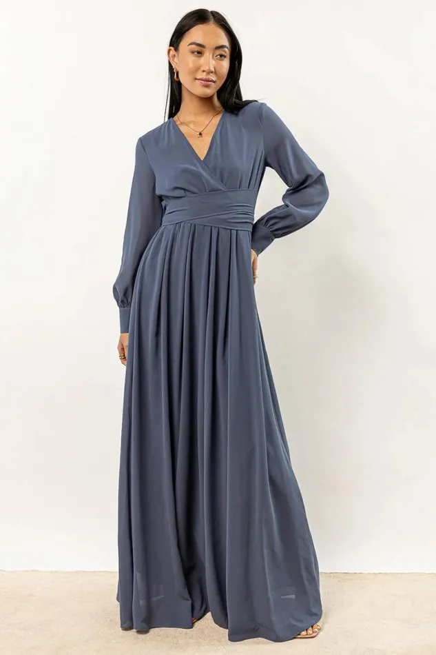 Veronica Maxi Dress In Slate Blue 8211 FINAL SALE Slate Blue Women Bohme Dresses