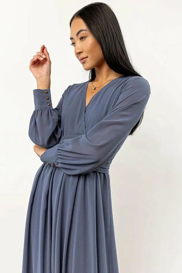 Veronica Maxi Dress In Slate Blue 8211 FINAL SALE Slate Blue Women Bohme Dresses