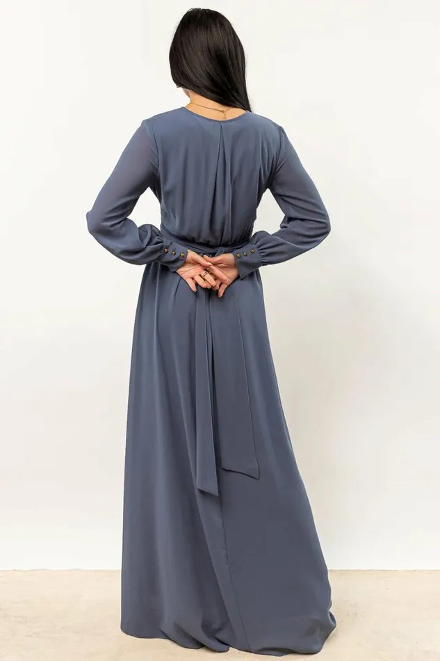 Veronica Maxi Dress In Slate Blue 8211 FINAL SALE Slate Blue Women Bohme Dresses