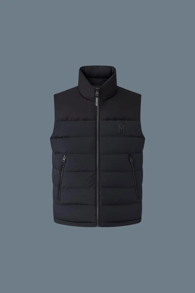 Vests Men Mackage BOBBIE Agile360 Stretch Light Down Vest With Stand Collar Navy