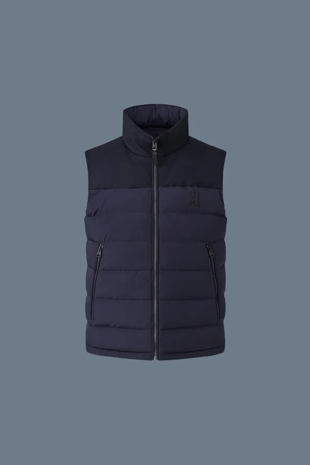 Vests Men Mackage BOBBIE Agile360 Stretch Light Down Vest With Stand Collar Navy