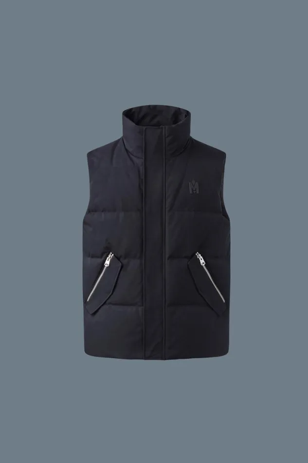 Vests Men Mackage JOSEPH Nordic Tech Down Vest With Funnel Collar Black