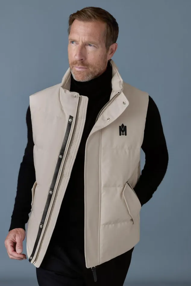 Vests Men Mackage JOSEPH Nordic Tech Down Vest With Funnel Collar Black