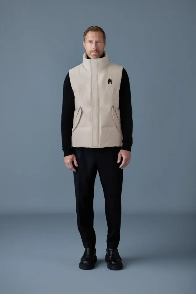 Vests Men Mackage JOSEPH Nordic Tech Down Vest With Funnel Collar Black