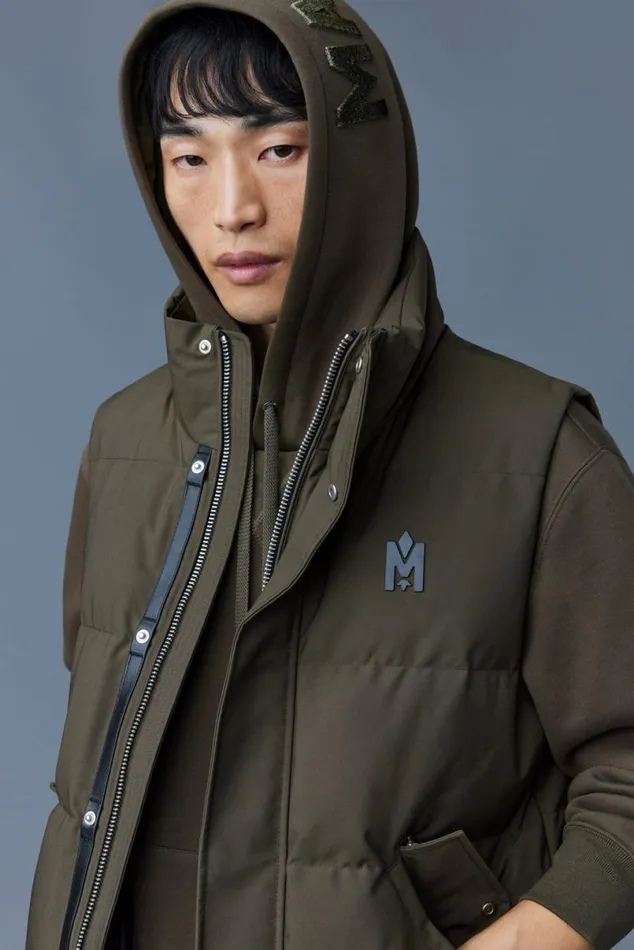 Vests Men Mackage JOSEPH Nordic Tech Down Vest With Funnel Collar Black