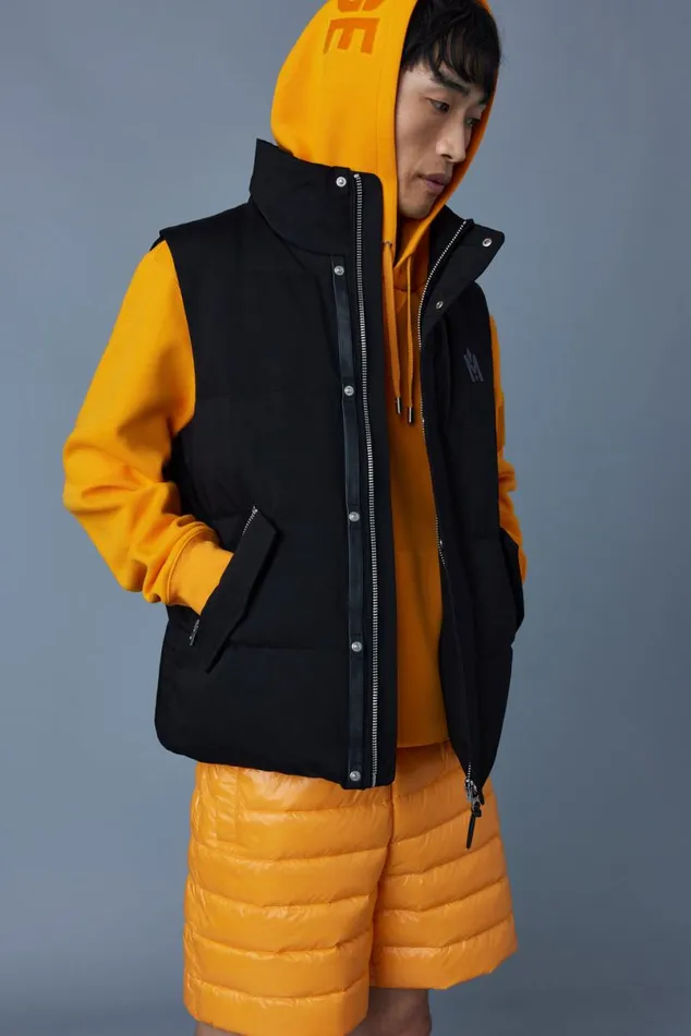 Vests Men Mackage JOSEPH Nordic Tech Down Vest With Funnel Collar Black