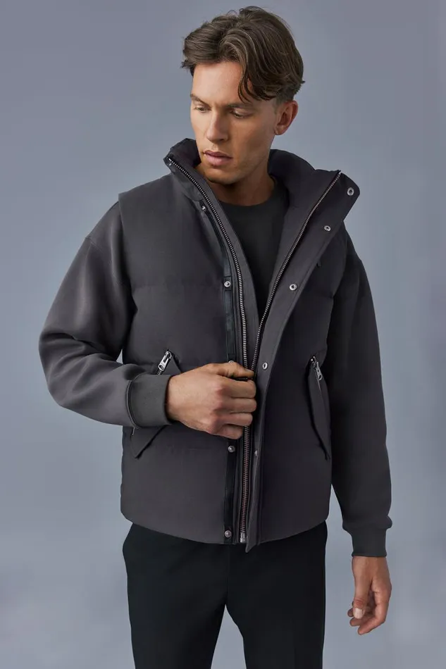 Vests Men Mackage JOSEPH Nordic Tech Down Vest With Funnel Collar Black