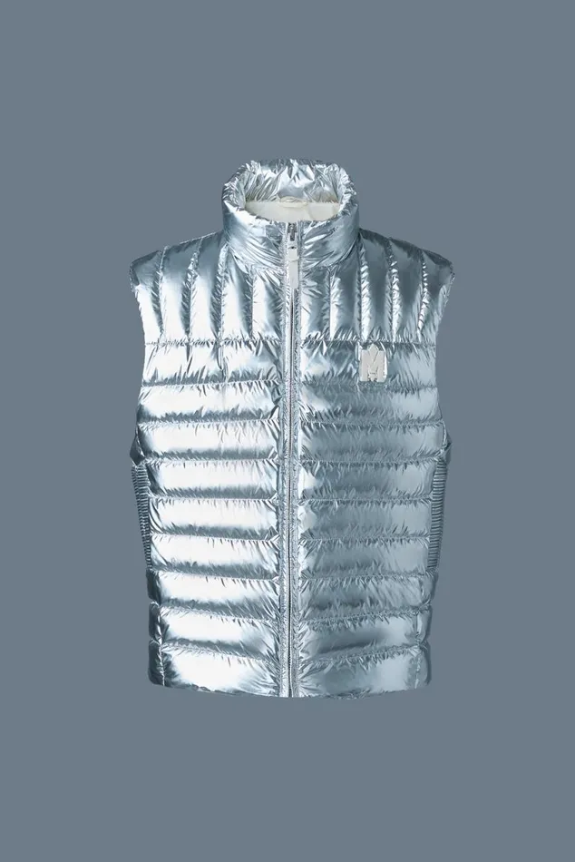 Vests Men Mackage TITUSM Metallic Perpendicular Channel Quilt Down Vest Silver Vests Men Mackage TITUSM Metallic Perpendicular Channel Quilt Down Vest Silver