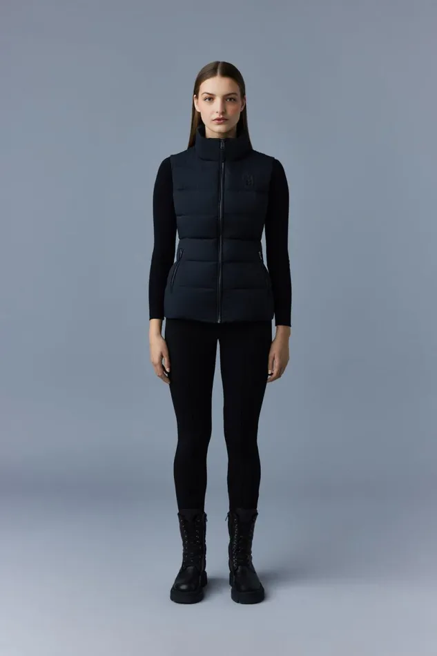 Vests Women Mackage GISELA Stretch Light Down Vest With Stand Collar Black